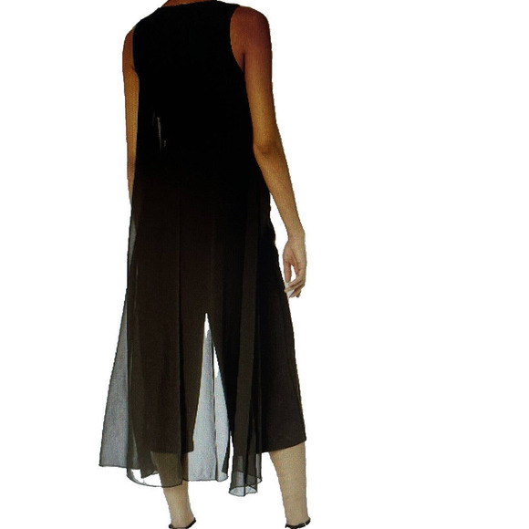 Tahari Jumpsuit ASL Navy Wide Leg Cropped Cape Style Sleeveless Pockets Size 6 - Picture 4 of 9